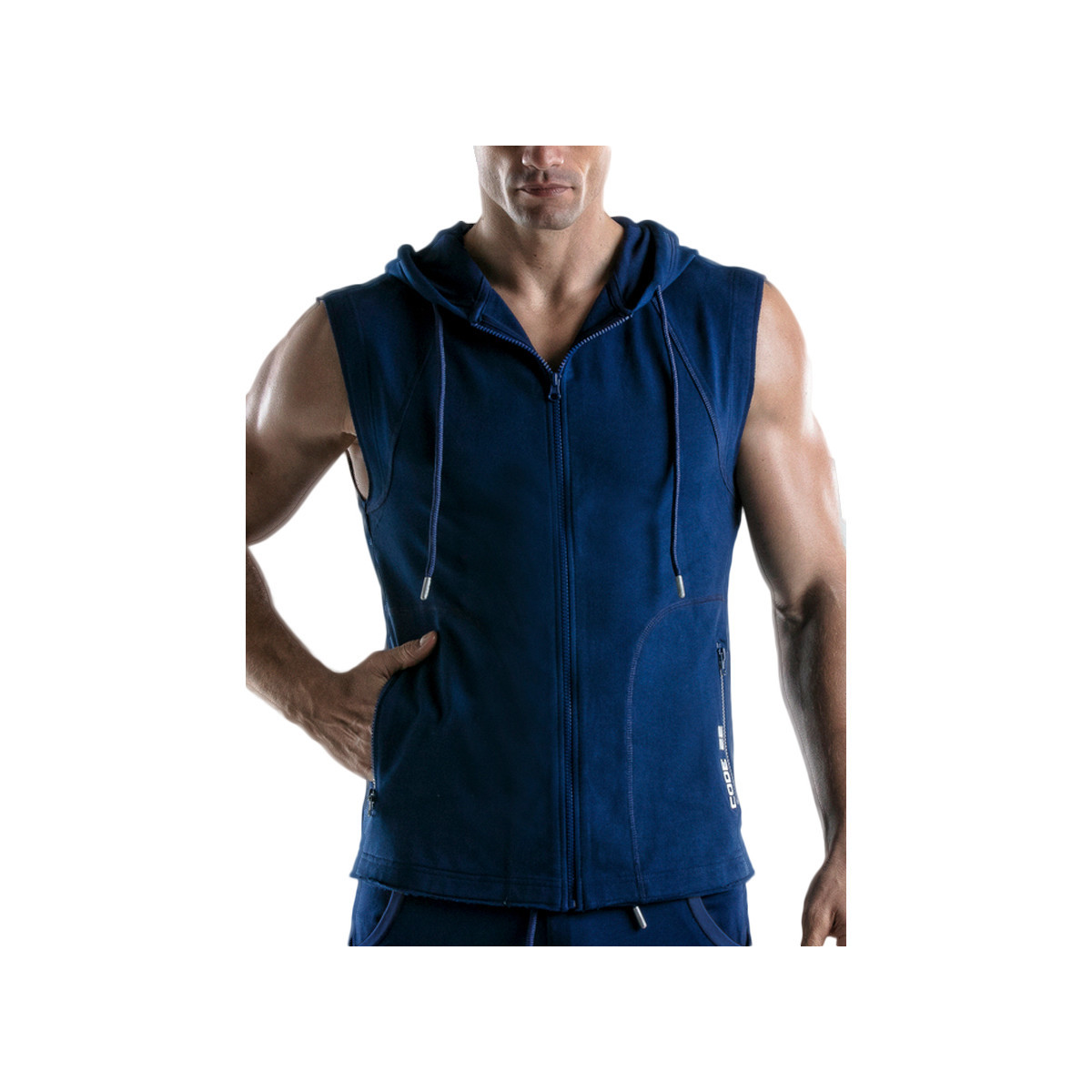 Kleidung Herren Trainingsjacken Code 22 Force Kapuzenjacke ohne Ärmel Code22 Blau