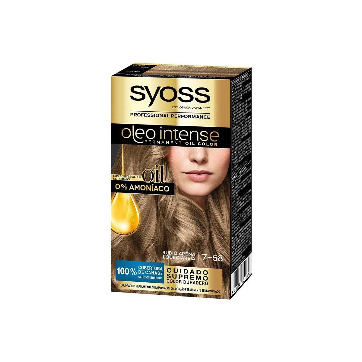 Beauty Damen Haarfärbung Syoss Oleo Intense Ammoniakfreie Haarfarbe Nr. 7,58 – Sandblond, 5 St 