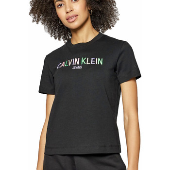 Kleidung Damen T-Shirts Calvin Klein Jeans Multicolored logo Schwarz