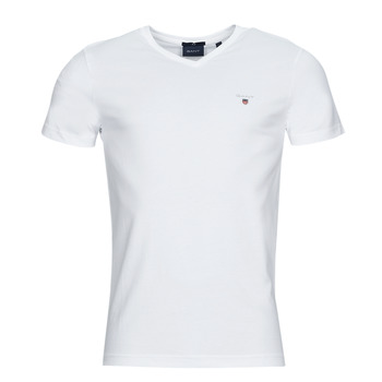 Kleidung Herren T-Shirts Gant ORIGINAL SLIM V-NECK T-SHIRT Weiss