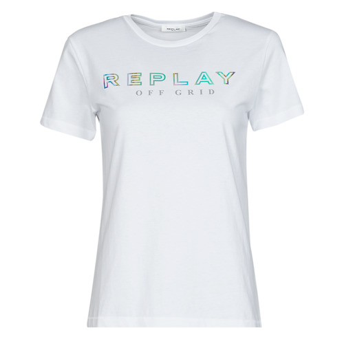 Replay W3318C Weiss - Kleidung T-Shirts Damen 4164 