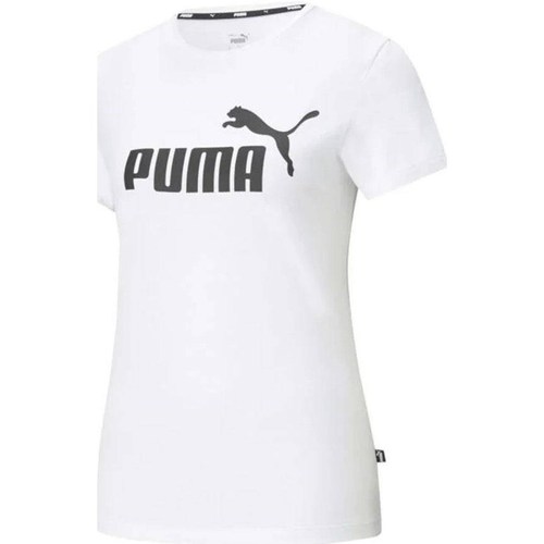 Kleidung Damen T-Shirts Puma Ess Logo Tee Weiss