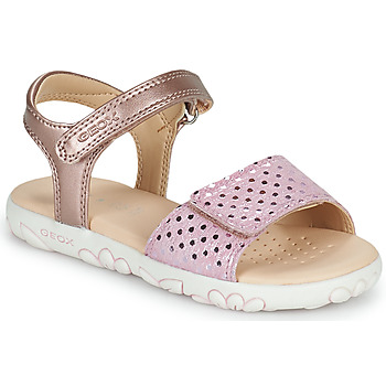 Schuhe Mädchen Sandalen / Sandaletten Geox J SANDAL HAITI GIRL Weiss / Pink
