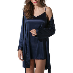 Kleidung Damen Pyjamas/ Nachthemden Luna Satin-Kimono Prestige Blau