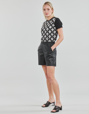 Karl Lagerfeld PERFORATED FAUX LEATHER SHORTS Schwarz
