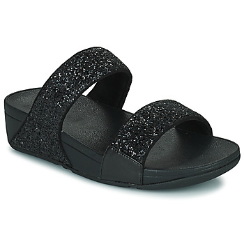 Schuhe Damen Pantoffel FitFlop Lulu Slide - Glitter Schwarz