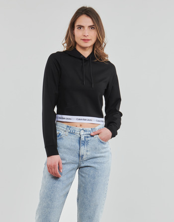 Kleidung Damen Sweatshirts Calvin Klein Jeans CONTRAST TAPE MILANO HOODIE Schwarz