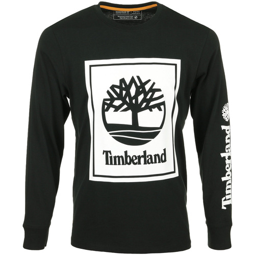 Kleidung Herren T-Shirts Timberland Stack Logo Tee LS Schwarz