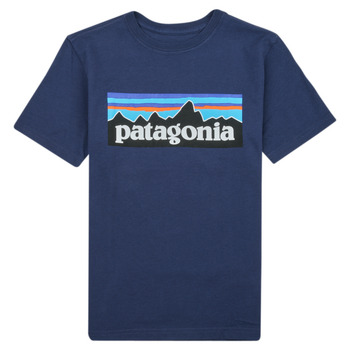 Kleidung Kinder T-Shirts Patagonia BOYS LOGO T-SHIRT Marine