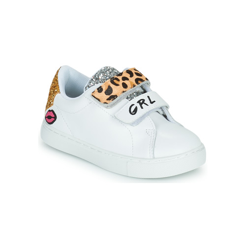 Schuhe Mädchen Sneaker Low Bons baisers de Paname MINI EDITH GRL PWR Weiss / Leopard
