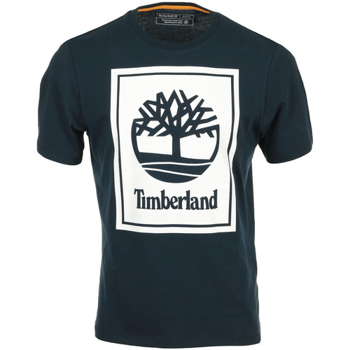 Kleidung Herren T-Shirts Timberland Stack Logo Tee Blau