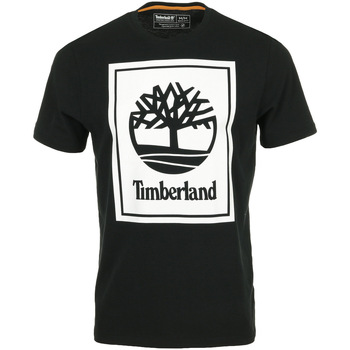 Kleidung Herren T-Shirts Timberland Stack Logo Tee Schwarz