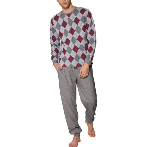 Kleidung Herren Pyjamas/ Nachthemden Admas Pyjamahose und Oberteil Rombos Grau