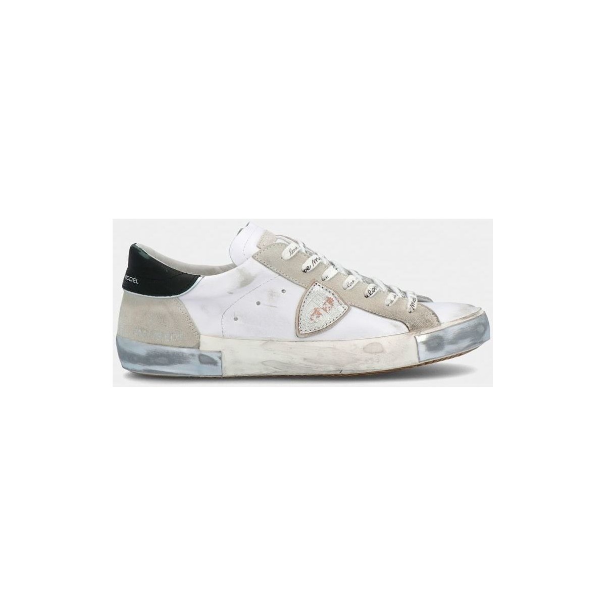 Schuhe Herren Sneaker Philippe Model PRLU MA02 PARIS X-FOXY LAMINE BLANC ARGENT Weiss