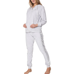 Kleidung Damen Pyjamas/ Nachthemden Admas Indoor-Pyjama aus Velours Hose Jacke mit Kapuze Sport Home Hellgrau