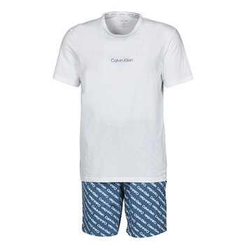 Kleidung Herren Pyjamas/ Nachthemden Calvin Klein Jeans SHORT SET Marine / Weiss