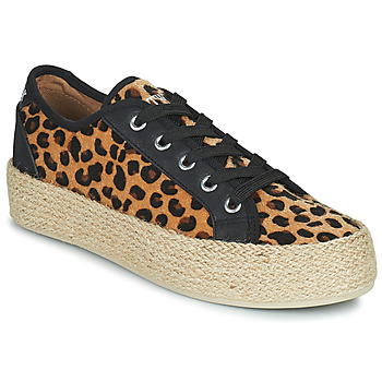 Schuhe Damen Leinen-Pantoletten mit gefloch Chattawak PACO Leopard