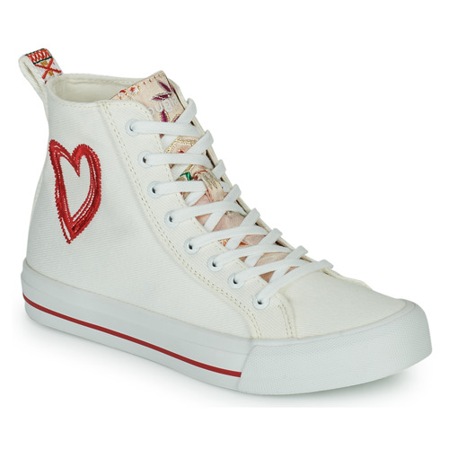 Schuhe Damen Sneaker High Desigual BETA HEART Weiss / Rot