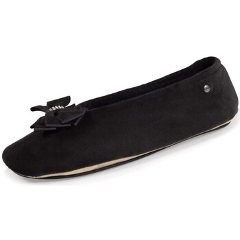 Schuhe Damen Hausschuhe Isotoner chaussons femme noeud précieux 97306 noir Schwarz