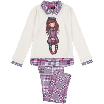 Kleidung Mädchen Pyjamas/ Nachthemden Admas Homewear Pyjama Hose und Oberteil Le Beret Santoro Weiss