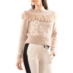 Kleidung Damen Pullover Blugirl Pullover mit Fransen und Blumendruck Wei Weiss