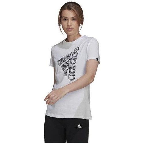 Kleidung Damen T-Shirts adidas Originals Vertical Zebra Logo Graphic Weiss
