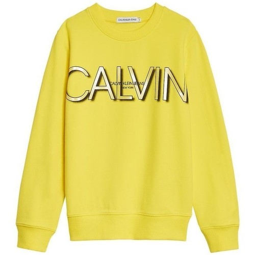 Kleidung Mädchen Sweatshirts Calvin Klein Jeans IG0IG01006 LOGO SWEATSHIRT-ZHM BRIGHT SUNSHINE Gelb