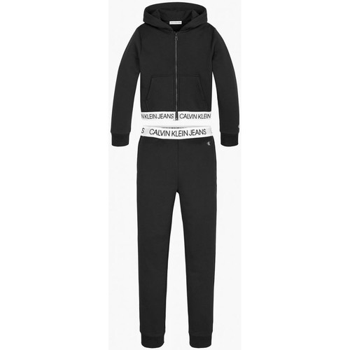 Kleidung Mädchen Jogginganzüge Calvin Klein Jeans IG0IG01085BEH - SET LOGO TAPE-BLACK Schwarz