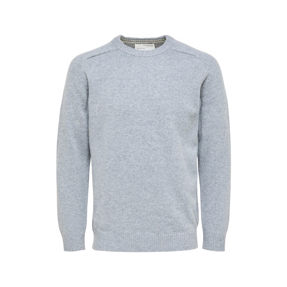 Kleidung Herren Pullover Selected Wool Jumper New Coban - Medium Grey Melange Grau