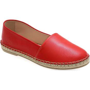Schuhe Damen Leinen-Pantoletten mit gefloch Emmanuela Handcrafted For You Espadrilles aus Leder mit geschlossener Spitze Rot