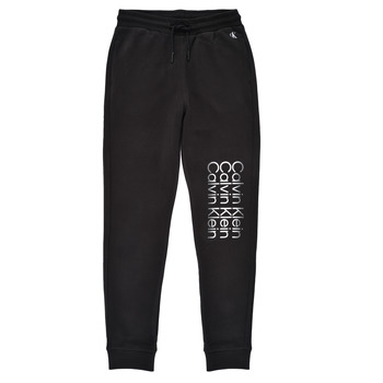 Kleidung Jungen Jogginghosen Calvin Klein Jeans INSTITUTIONAL CUT OFF LOGO SWEATPANTS Schwarz