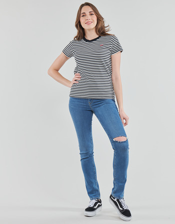 Kleidung Damen Straight Leg Jeans Levi's WB-700 SERIES-724 Bogota / Weiss / silber