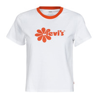 Kleidung Damen T-Shirts Levi's GRAPHIC JORDIE TEE Poster / Chest / Weiss / Orange / Rib