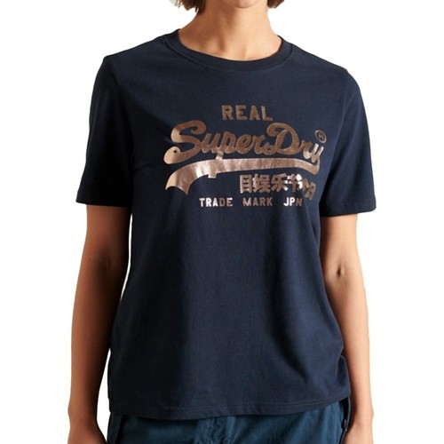 Kleidung Damen T-Shirts Superdry Vintage Logo Boho Blau