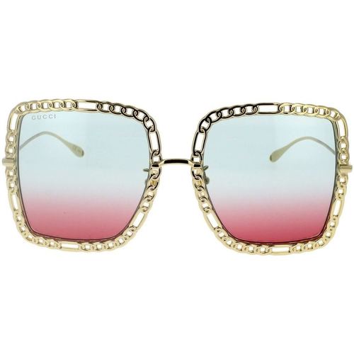Uhren & Schmuck Damen Sonnenbrillen Gucci -Sonnenbrille mit Kette GG1033S 003 Gold