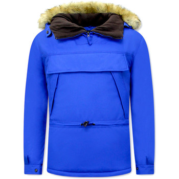 Kleidung Damen Jacken / Blazers Beluomo Winterjacken Mit Fellkapuze Anorak Blau