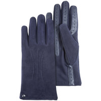 Accessoires Damen Handschuhe Isotoner gants tactile femme cuir velours marine 85226 Blau