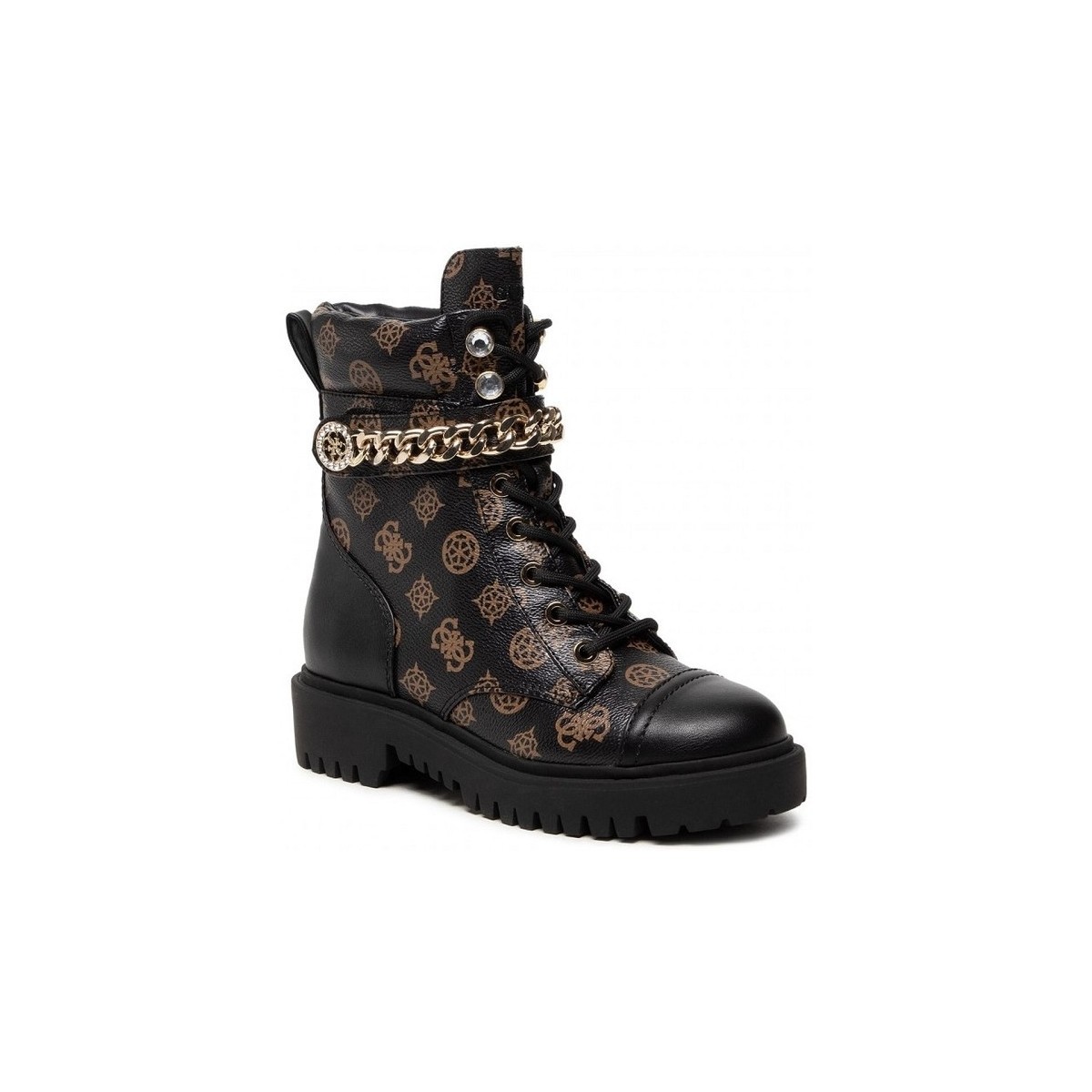 Schuhe Damen Low Boots Guess ODYSSASTIVALETTO BOOTIE  BROCR FL8ODY FAL10 Schwarz