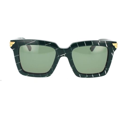 Uhren & Schmuck Damen Sonnenbrillen Bottega Veneta BV1005S 008 Grüne Sonnenbrille Kaki