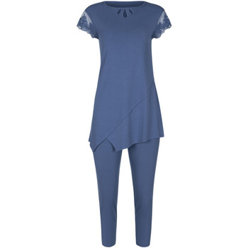 Kleidung Damen Pyjamas/ Nachthemden Lisca Pyjama Leggings Tunika Kurzarm Juliette Blau