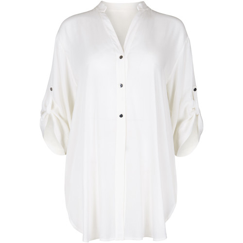 Kleidung Damen Pareo Lisca Tunika Shirt Sommer Dreiviertel-Ärmel Panama Weiss