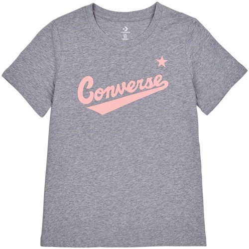 Kleidung Damen T-Shirts Converse Scripted Wordmark Tee Grau