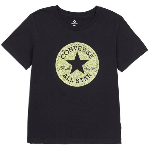 Kleidung Damen T-Shirts Converse Chuck Taylor All Star Leopard Patch Tee Schwarz