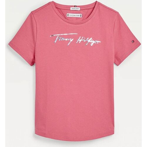 Kleidung Mädchen T-Shirts & Poloshirts Tommy Hilfiger KG0KG06301T SCRIPT TEE-XIW Rosa