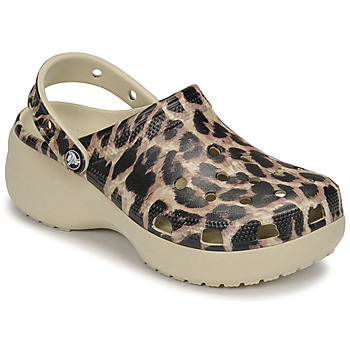 Schuhe Damen Pantoletten / Clogs Crocs CLASSIC PLATFORM Beige / Leopard
