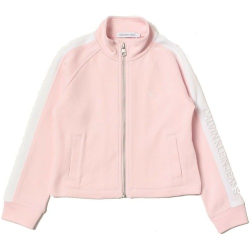 Kleidung Mädchen Sweatshirts Calvin Klein Jeans IG0IG01274 DEBOSSED LOGO ZIP-TPA SWEETEST PINK Rosa