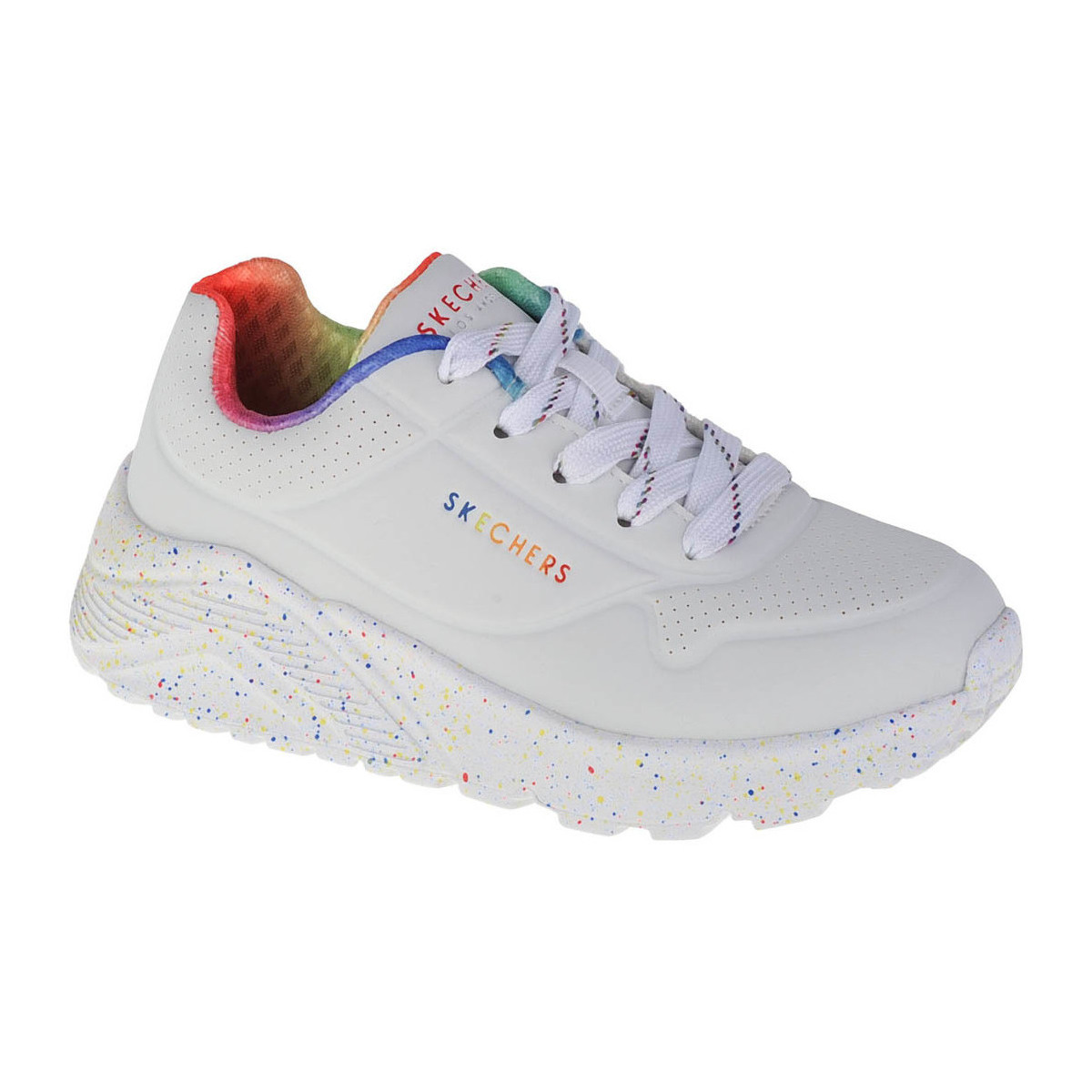 Schuhe Mädchen Sneaker Low Skechers Uno Lite Rainbow Speckle Weiss
