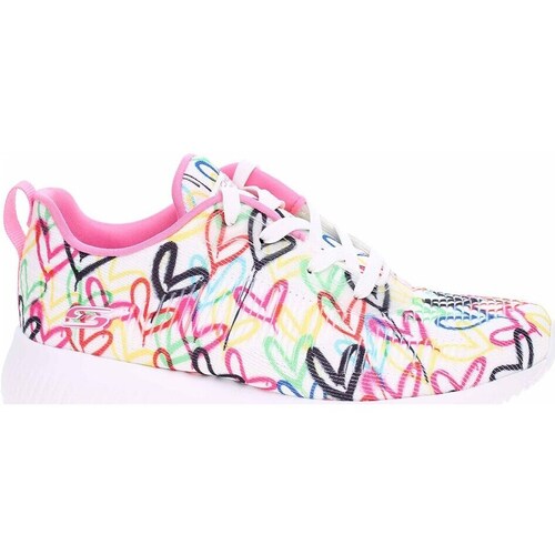 Schuhe Damen Sneaker Low Skechers Bobs Squad Starry Love Rosa, Weiß, Gelb