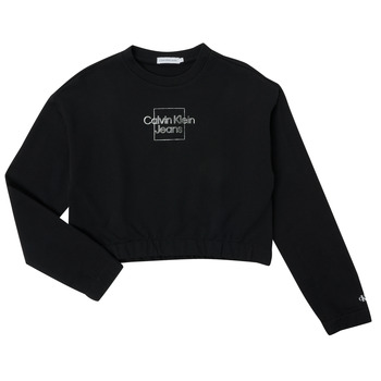 Kleidung Mädchen Sweatshirts Calvin Klein Jeans METALLIC BOX LOGO SWEATSHIRT Schwarz