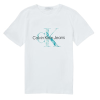 Kleidung Kinder T-Shirts Calvin Klein Jeans MONOGRAM LOGO T-SHIRT Weiss